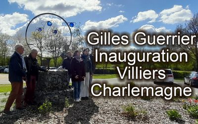 Gilles Guerrier, installation d’une sculpture à Villiers-Charlemagne le 15 avril 2023.